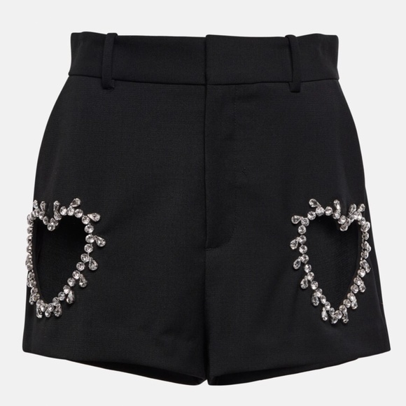 AREA Embellished cutout wool shorts